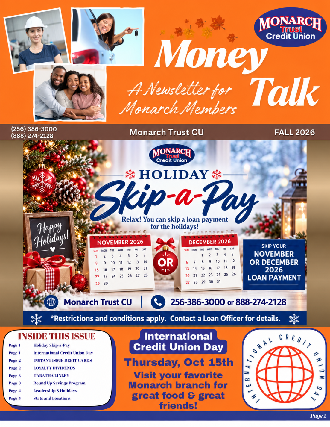 Money Talk, Fall 2026. The Monarch Trust Credit Union member newsletter.